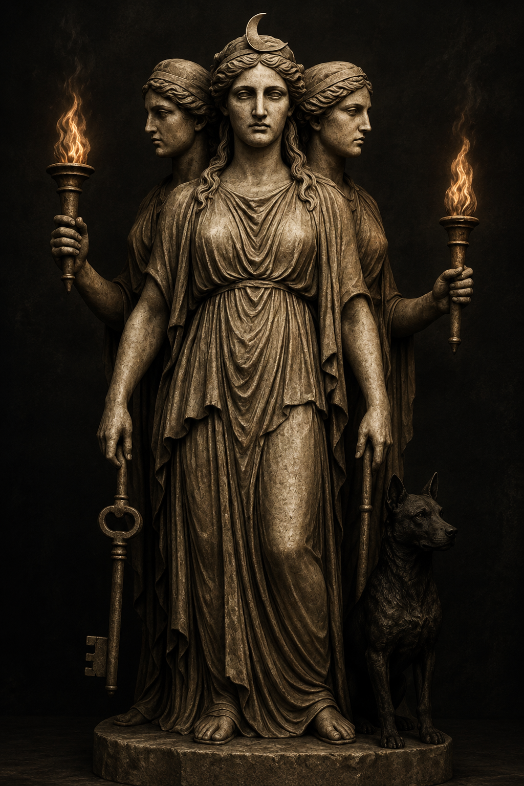 Illustration de la déesse Hécate, figure triple de la mythologie grecque